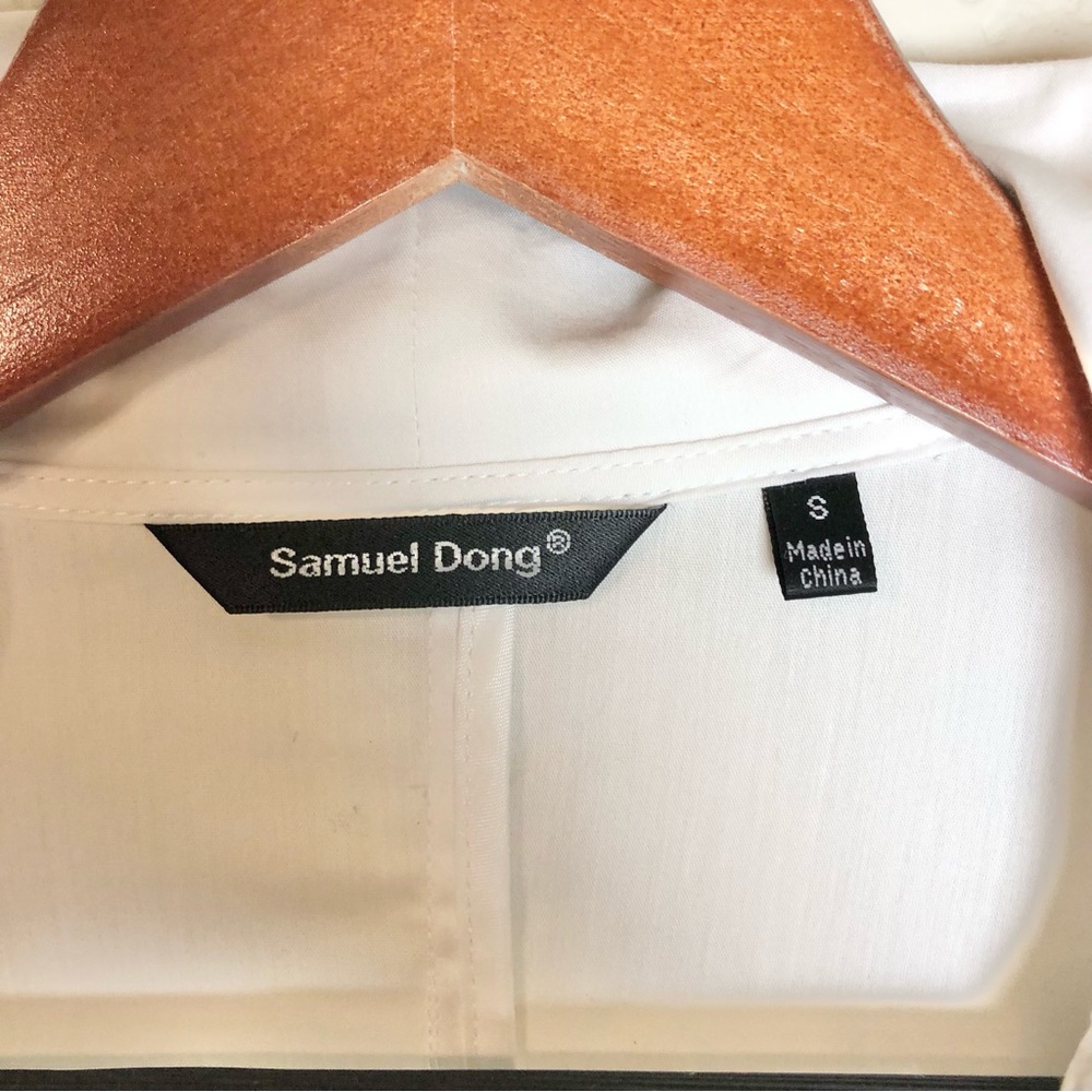 Samuel Dong White Wired Double Ruffled Collar Lon… - image 6